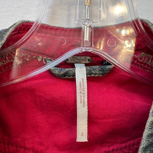 Free People Black Denim Jacket with Blue and Tan Accents - Picture 4 of 5